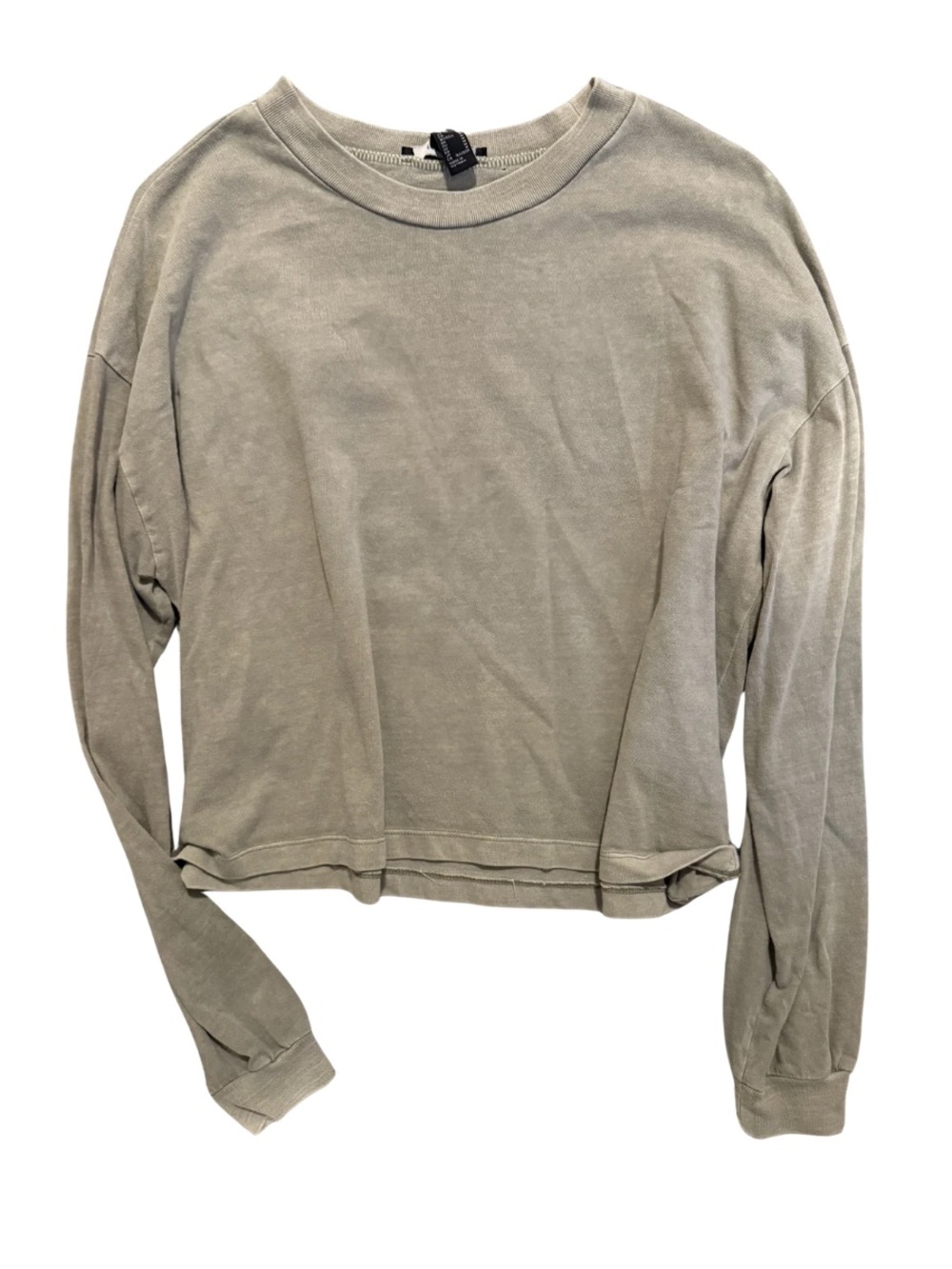 Light Olive Cropped Long Sleeve Shirt